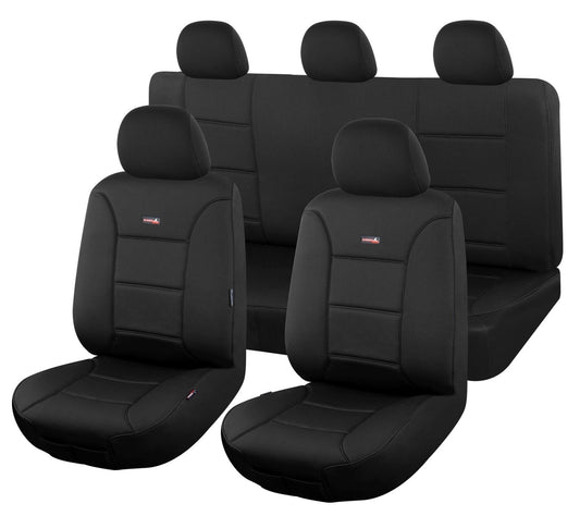 Seat Covers for TOYOTA HIACE CREW VAN LWB 02/2019 -ON 2 ROWS SHARKSKIN BLACK - image1