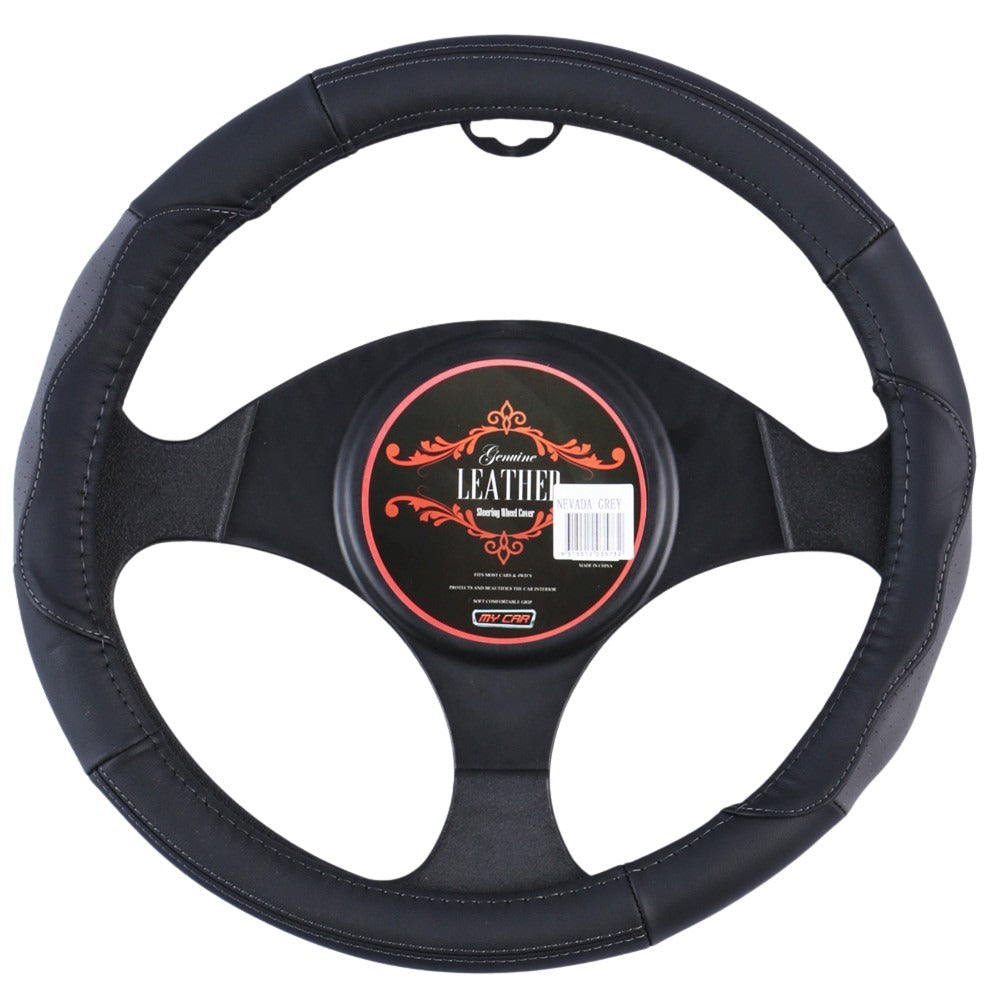 Nevada Steering Wheel Cover - Black/Grey [Leather] - image1