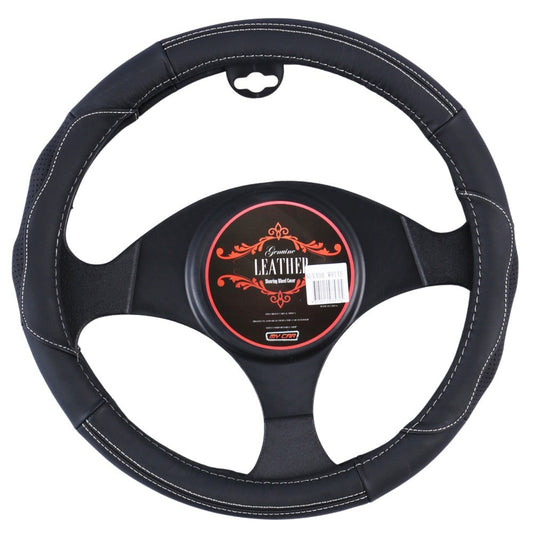 Nevada Steering Wheel Cover - Black/White [Leather] - image1