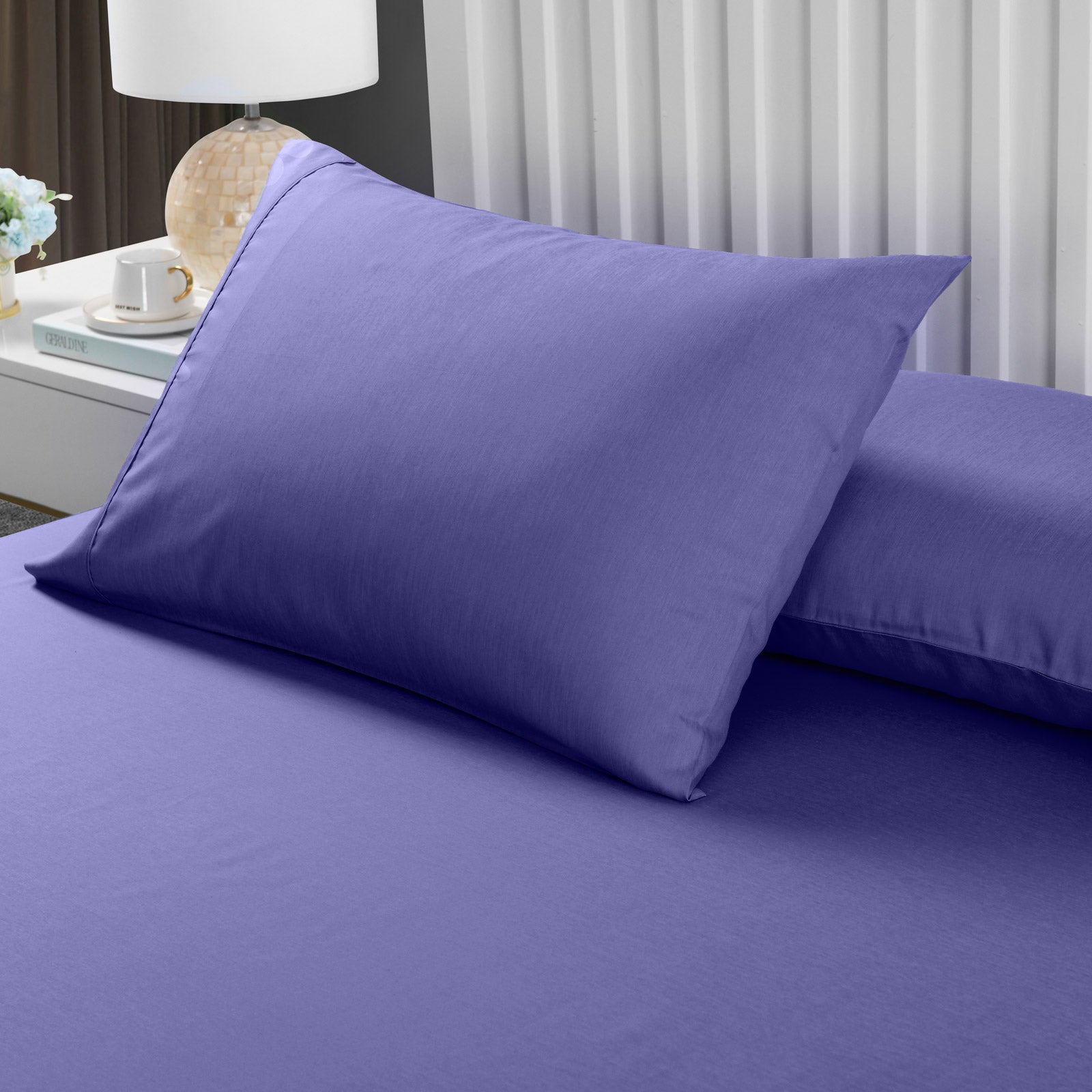 Royal Comfort 2000TC 3 Piece Fitted Sheet and Pillowcase Set Bamboo Cooling Queen Royal Blue - image4