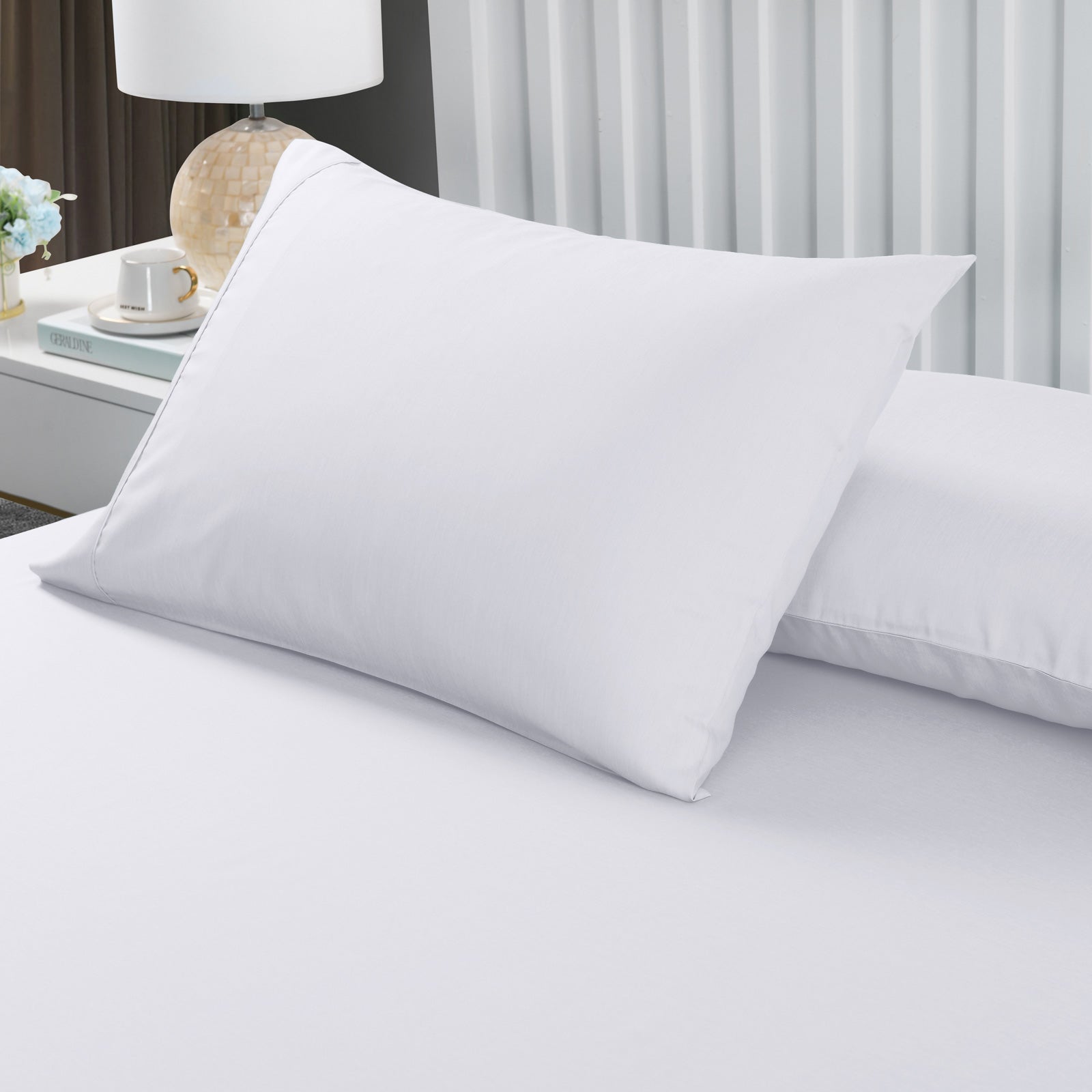 Royal Comfort 2000TC 3 Piece Fitted Sheet and Pillowcase Set Bamboo Cooling - King - White - image4