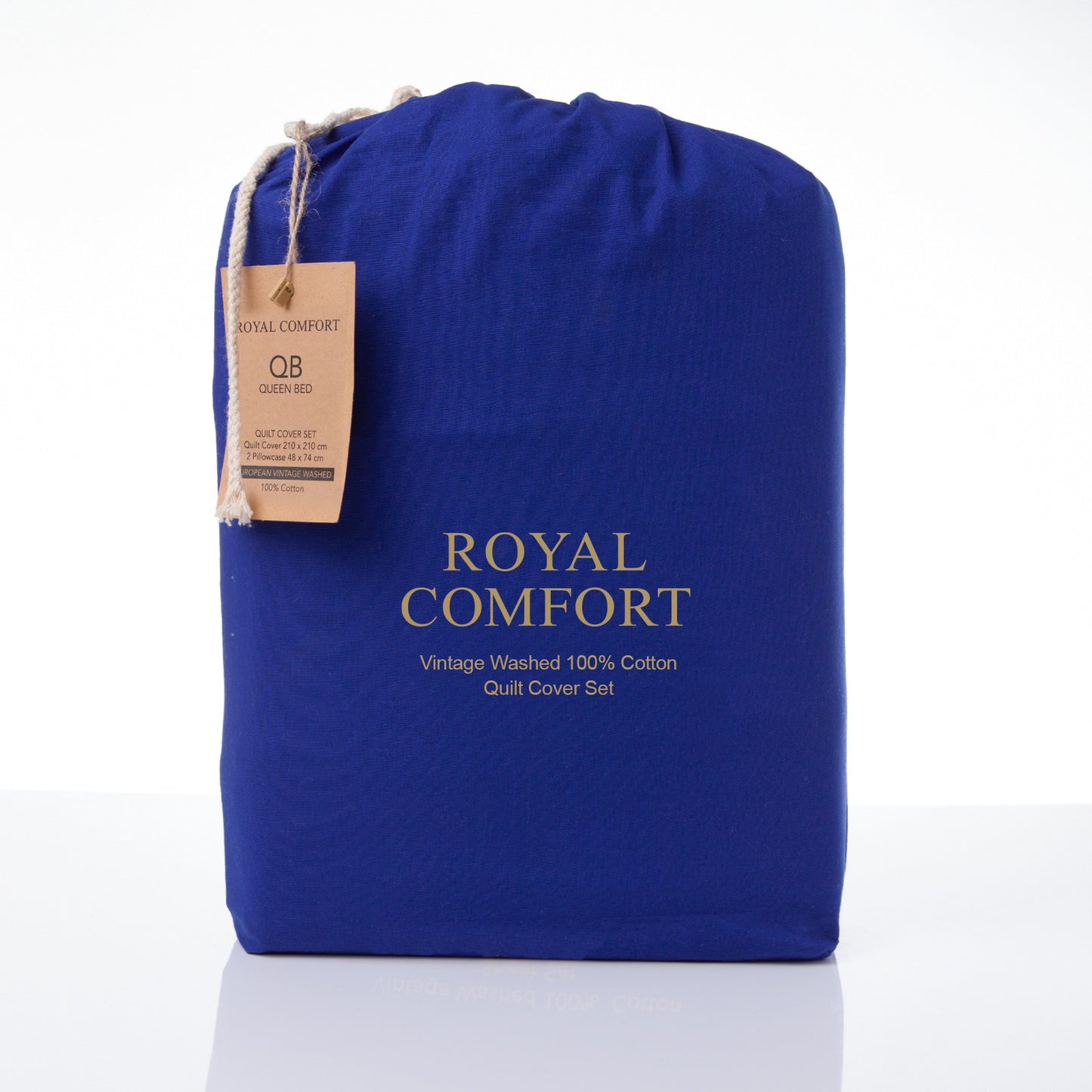 Royal Comfort Vintage Washed 100% Cotton Quilt Cover Set Bedding Ultra Soft Single Royal Blue - image3