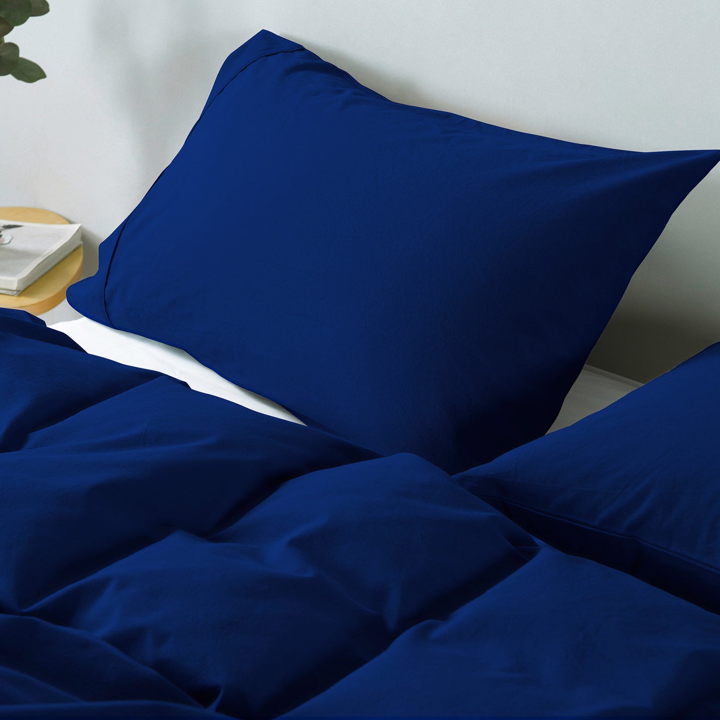 Royal Comfort Vintage Washed 100% Cotton Quilt Cover Set Bedding Ultra Soft Single Royal Blue - image5