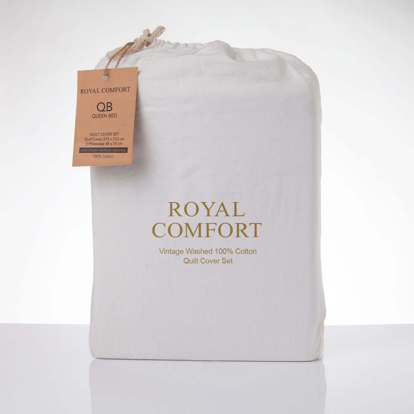 Royal Comfort Vintage Washed 100% Cotton Quilt Cover Set Bedding Ultra Soft Double White - image3