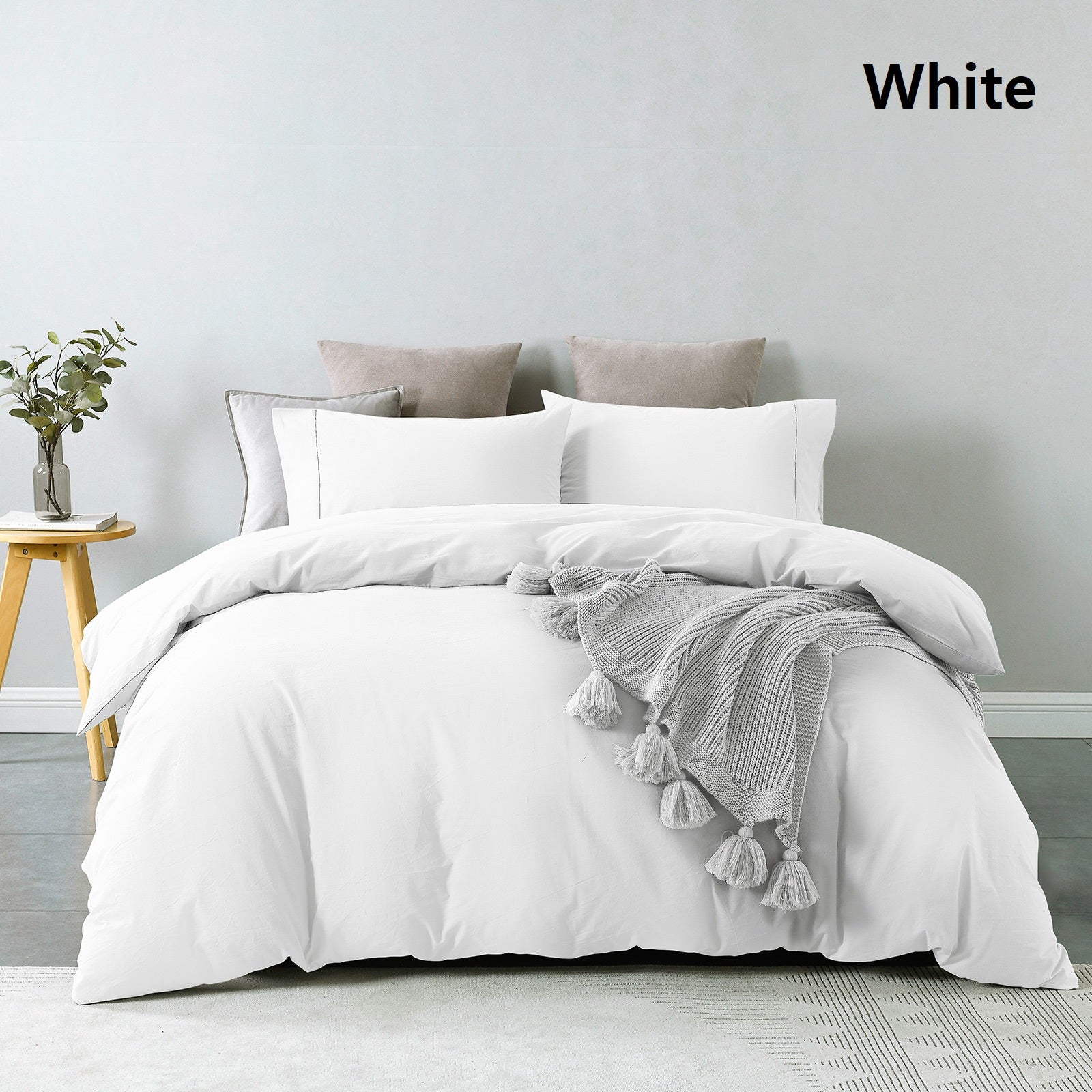 Royal Comfort Vintage Washed 100% Cotton Quilt Cover Set Bedding Ultra Soft - King - White - image5