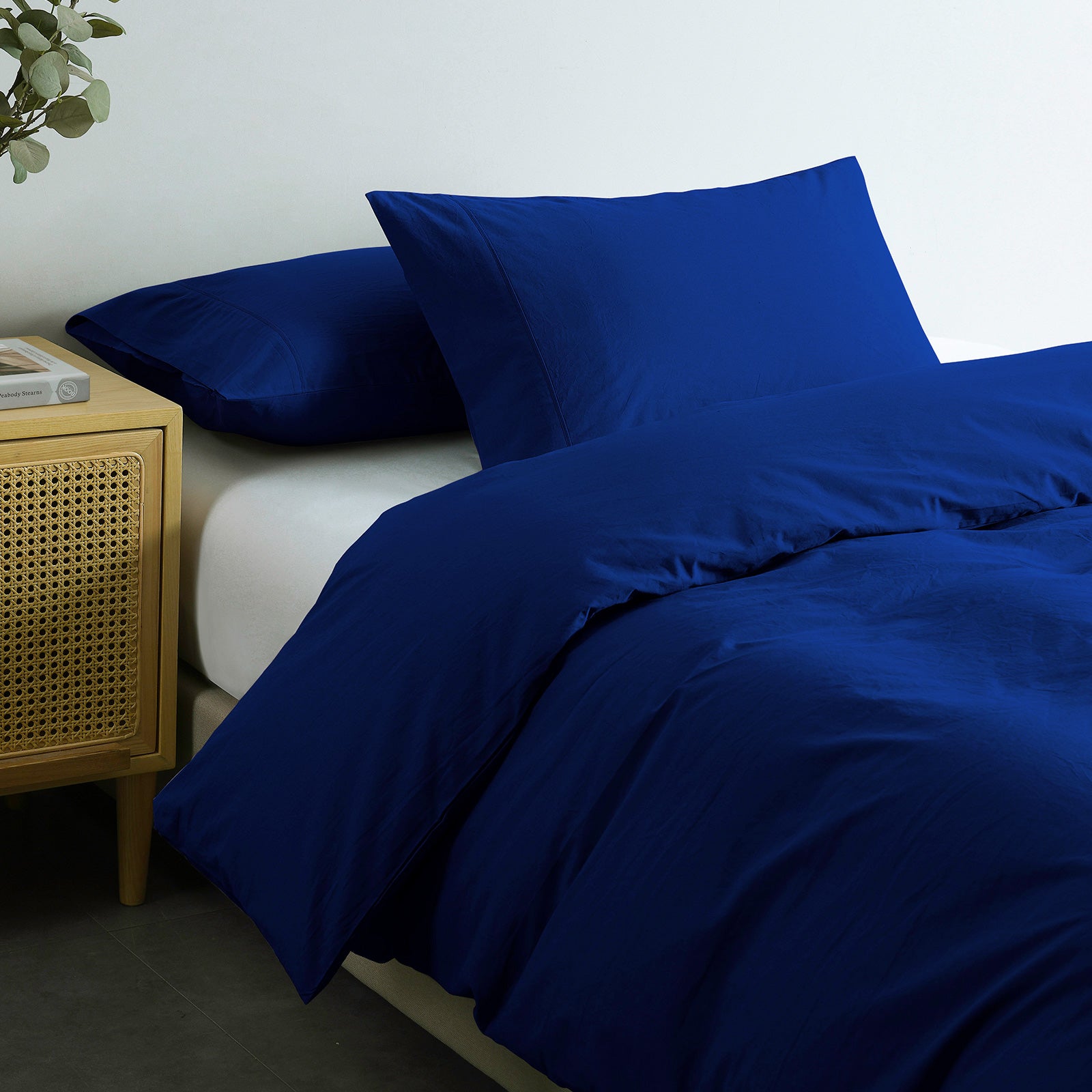 Royal Comfort Vintage Washed 100% Cotton Quilt Cover Set Bedding Ultra Soft King Royal Blue - image4