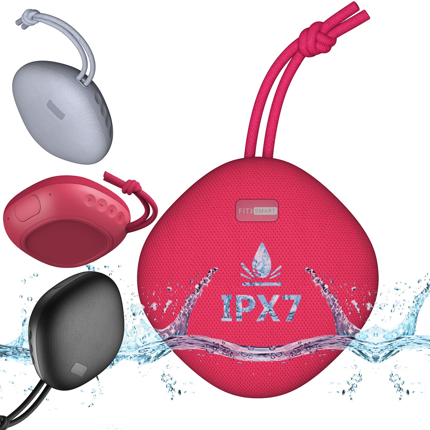 FitSmart Waterproof Bluetooth Speaker Portable Wireless Stereo Sound - Red - image5