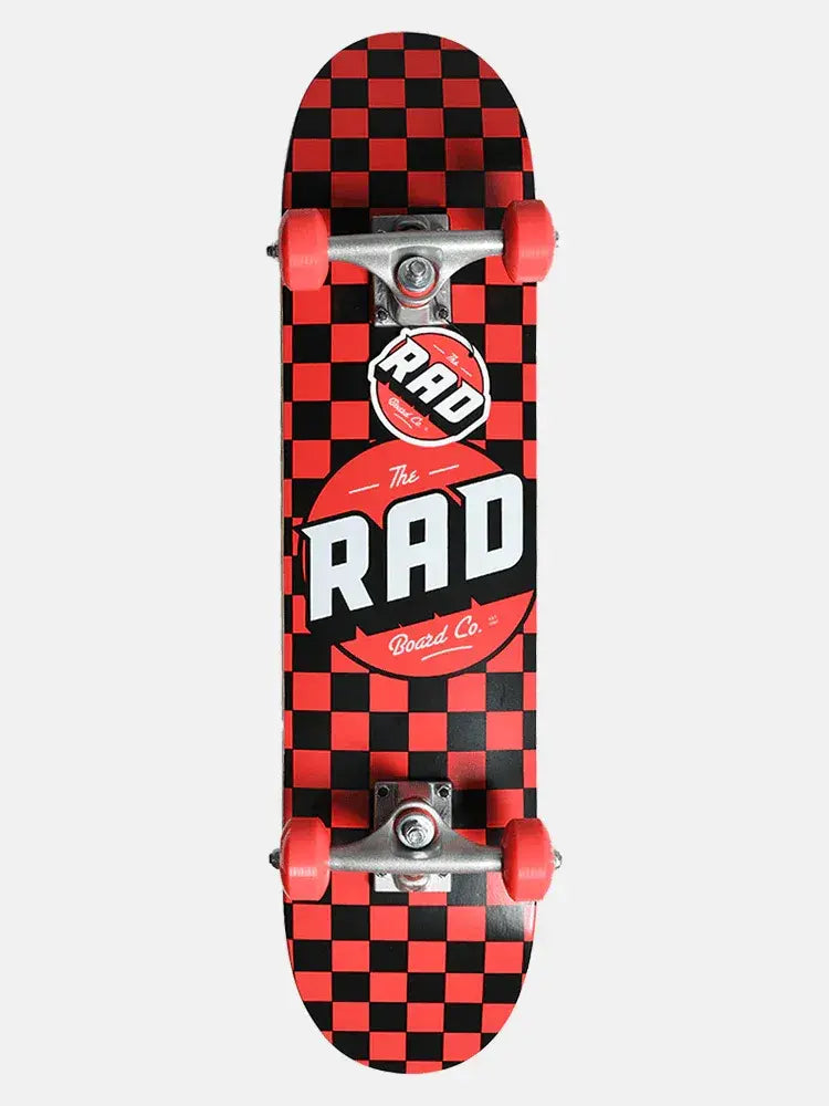 Rad Complete Dude Crew 7" x 30" Skateboard - Checkers Black / Red - image1