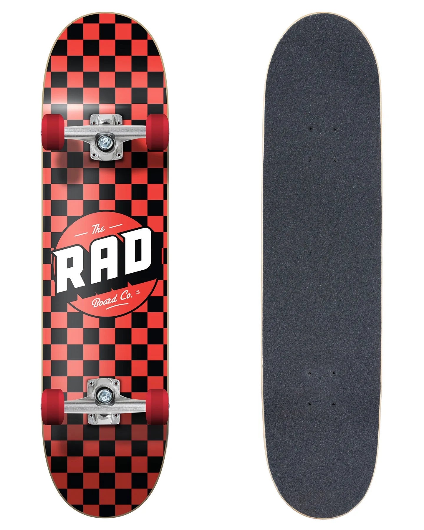 Rad Complete Dude Crew 7" x 30" Skateboard - Checkers Black / Red - image2