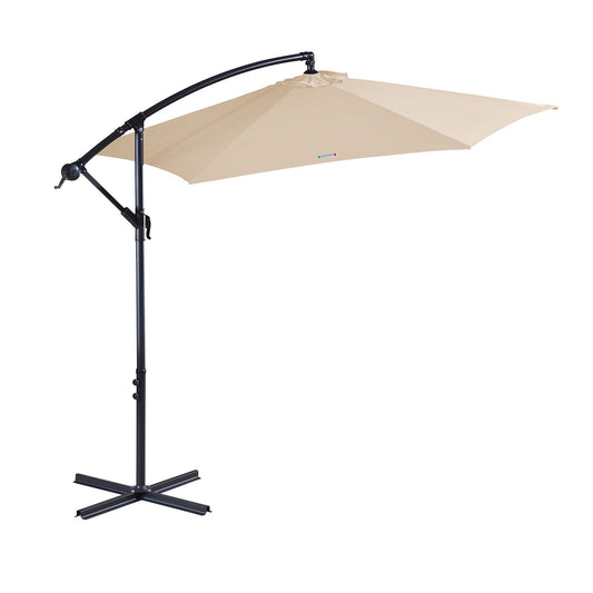 Milano 3M Outdoor Umbrella Cantilever With Protective Cover Patio Garden Shade - Beige - image1