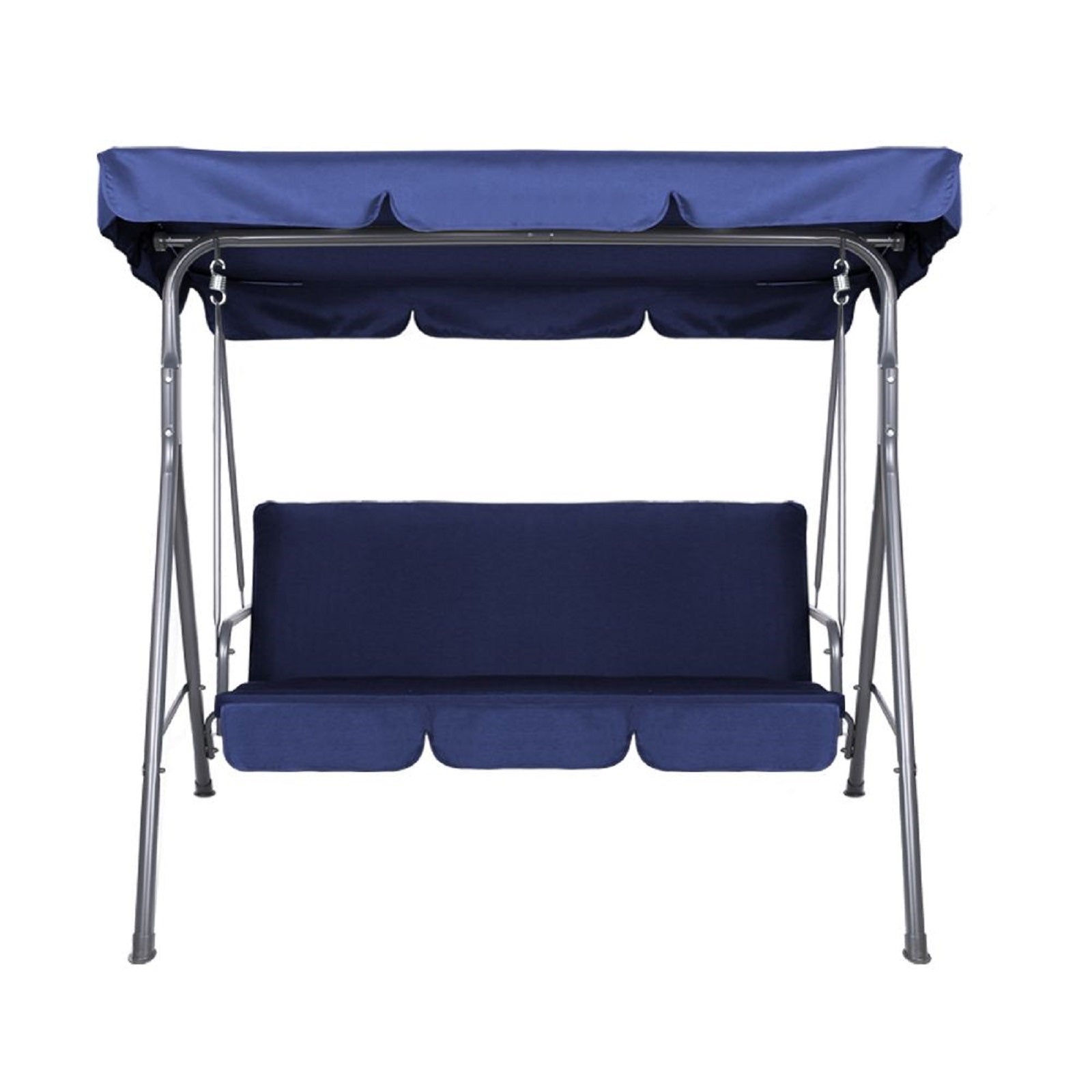 Milano Outdoor Swing Bench Seat Chair Canopy Furniture 3 Seater Garden Hammock - Dark Blue - image2