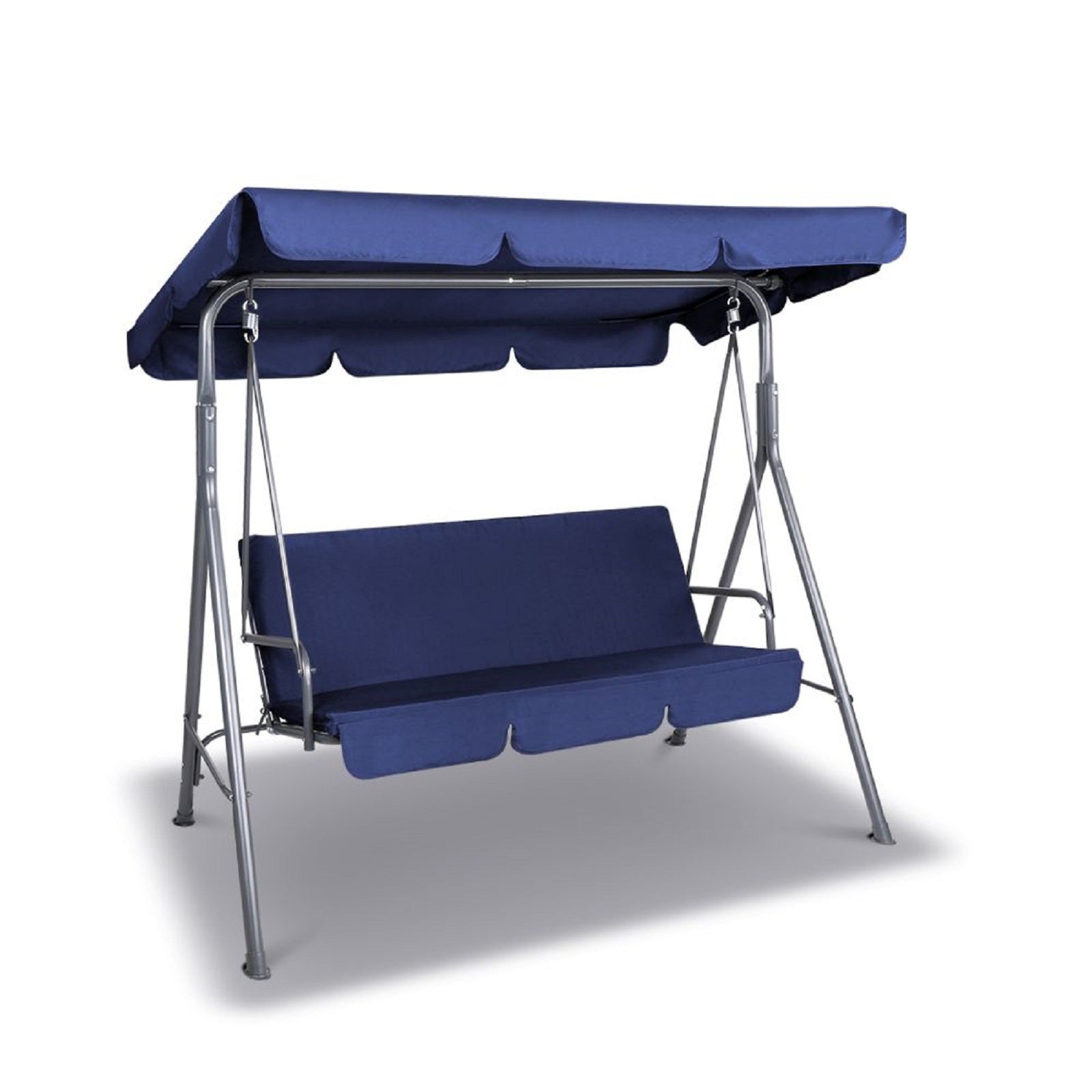 Milano Outdoor Swing Bench Seat Chair Canopy Furniture 3 Seater Garden Hammock - Dark Blue - image4