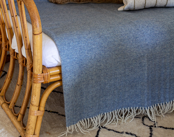Hampton Throw - Merino Wool Blend - Blue - image3
