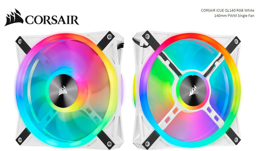 CORSAIR QL140 RGB White, ICUE, 140mm RGB LED PWM Fan 26dBA, 50.2 CFM, Single Pack - image1