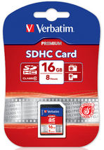 VERBATIM SDHC 16GB (Class 10) Up to 45MB/Sec 300X read speed - image1