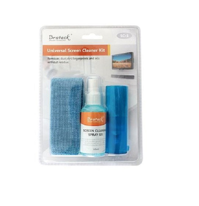 Brateck 3-In-1 Screen Cleaner Kit 1 x 60ml Screen Cleaner + 1 x 200x200mm Pearl Cloth + 1 x Soft Brush - image1