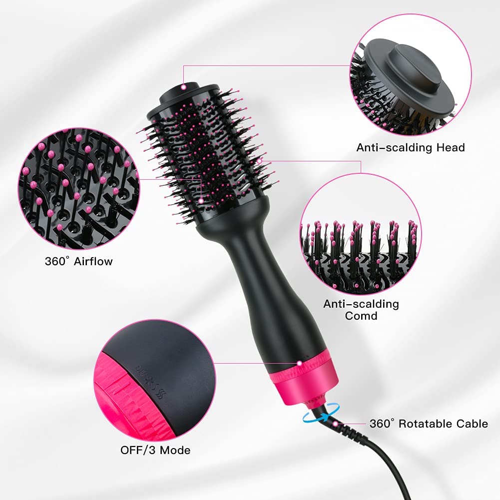 Hot Air One-Step Hair Dryer Negative Ion Anti-Frizz Blowout for Drying,Straightening, Curling and Volumizer (AU Plug) - image4