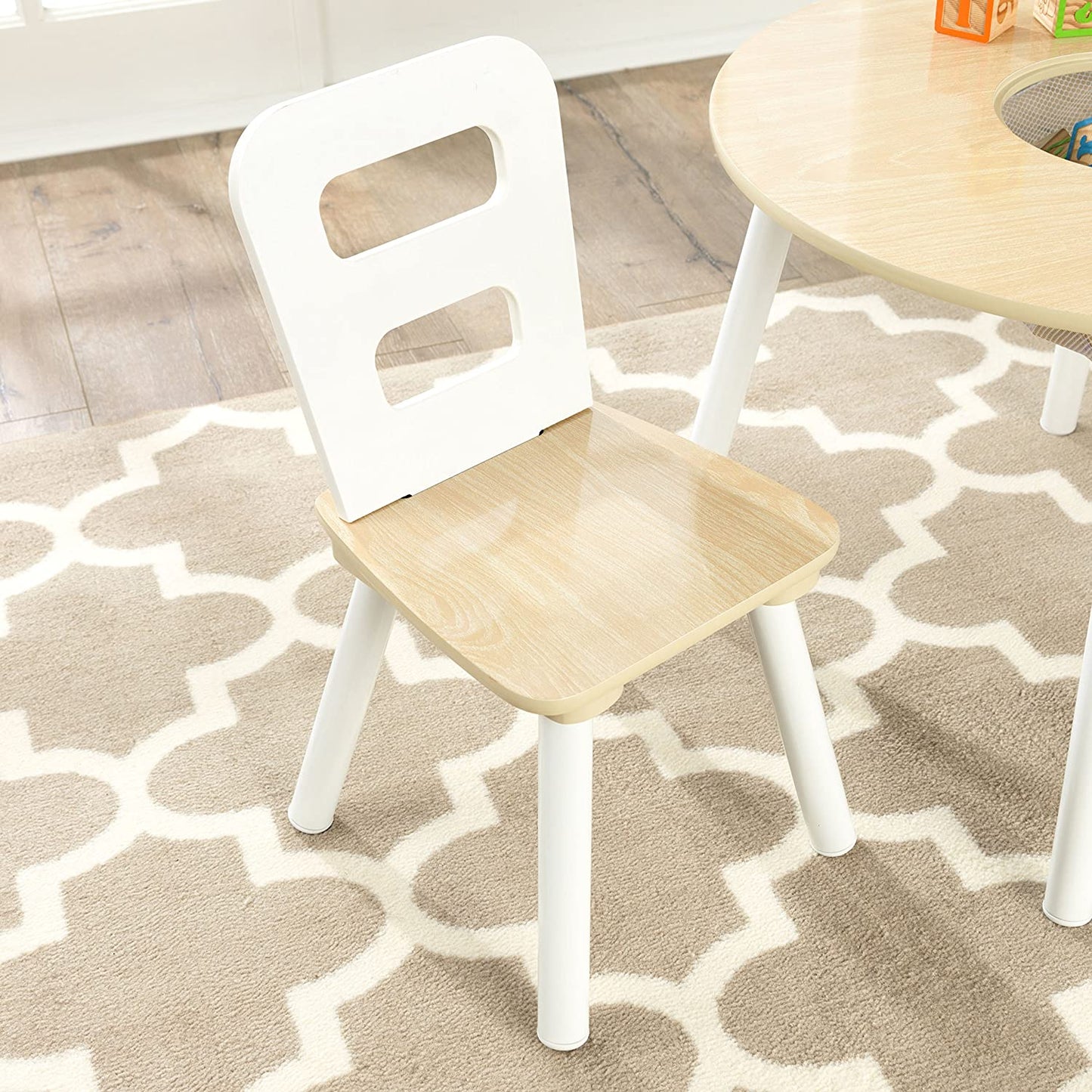 Round Table and 2 Chair Set for children (White Natural) - image8