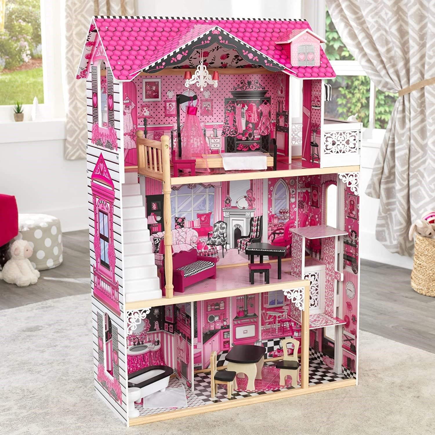 Dollhouse with Furniture for kids 120 x 83 x 40 cm (Model 6) - image3