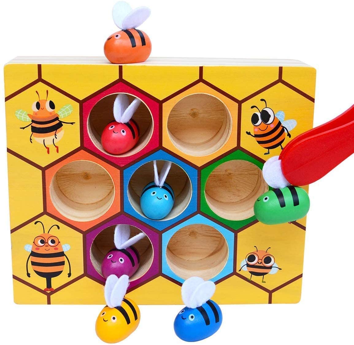 Wooden Bee Toddler Fine Motor Skill Toy - (Montessori Wooden Puzzle Early Learning Preschool Educational Kids) - image2