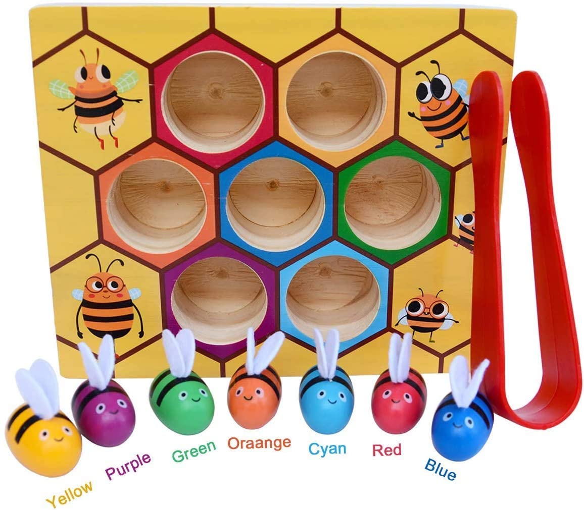 Wooden Bee Toddler Fine Motor Skill Toy - (Montessori Wooden Puzzle Early Learning Preschool Educational Kids) - image3