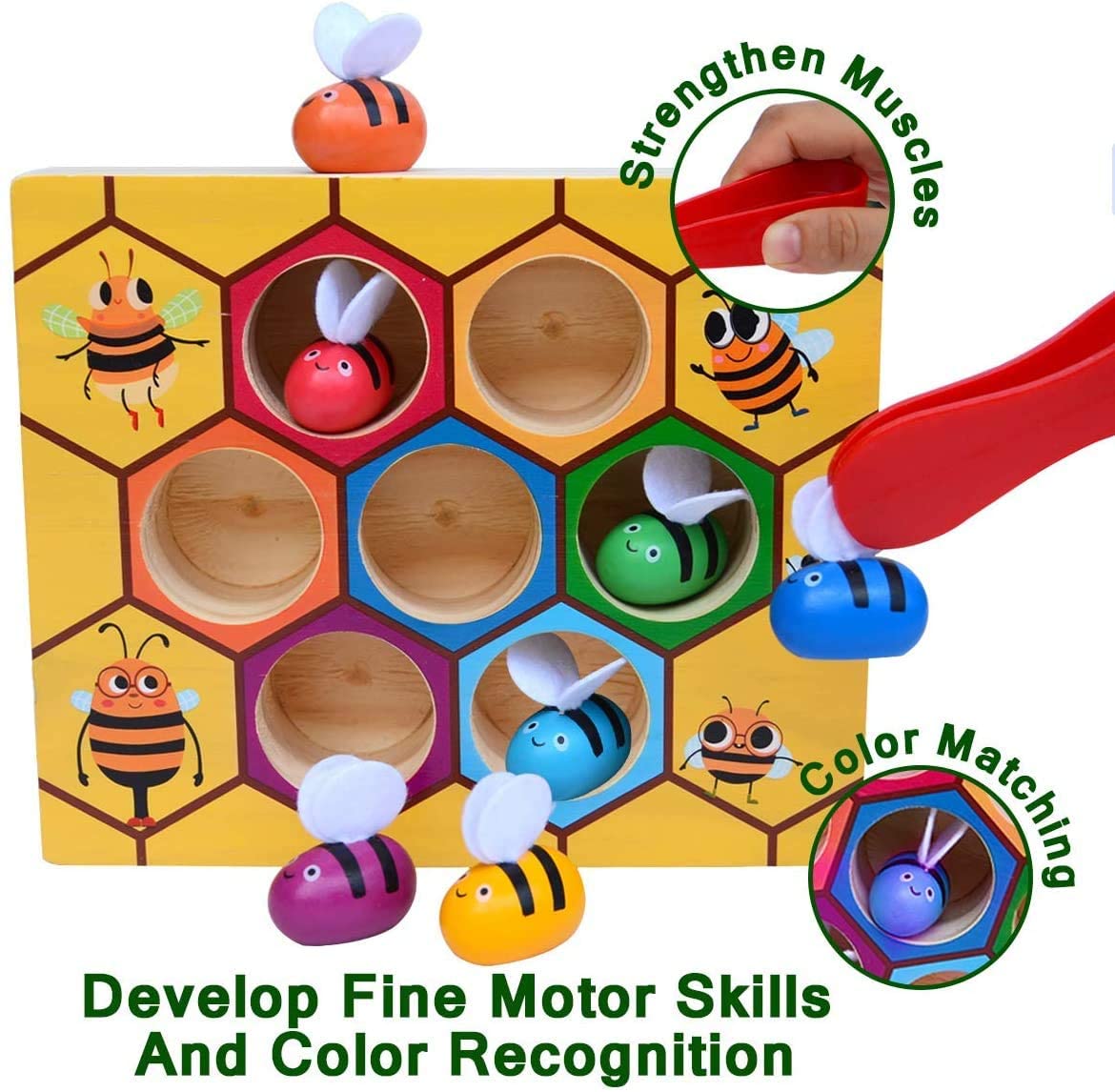 Wooden Bee Toddler Fine Motor Skill Toy - (Montessori Wooden Puzzle Early Learning Preschool Educational Kids) - image5