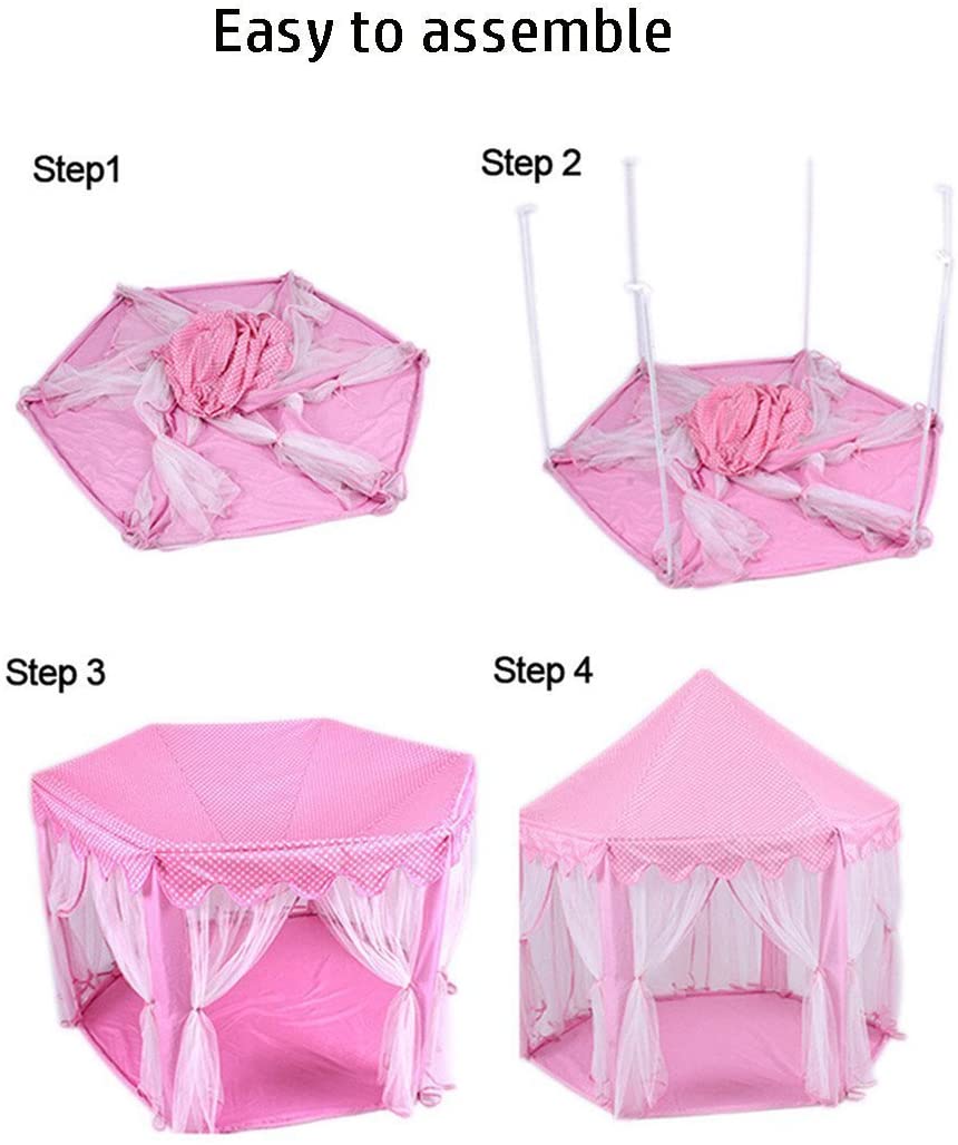 Princess Indoor Playhouse Toy Play Tent for Kids Toddlers with Mat Floor and Carry Bag (Pink) - image2