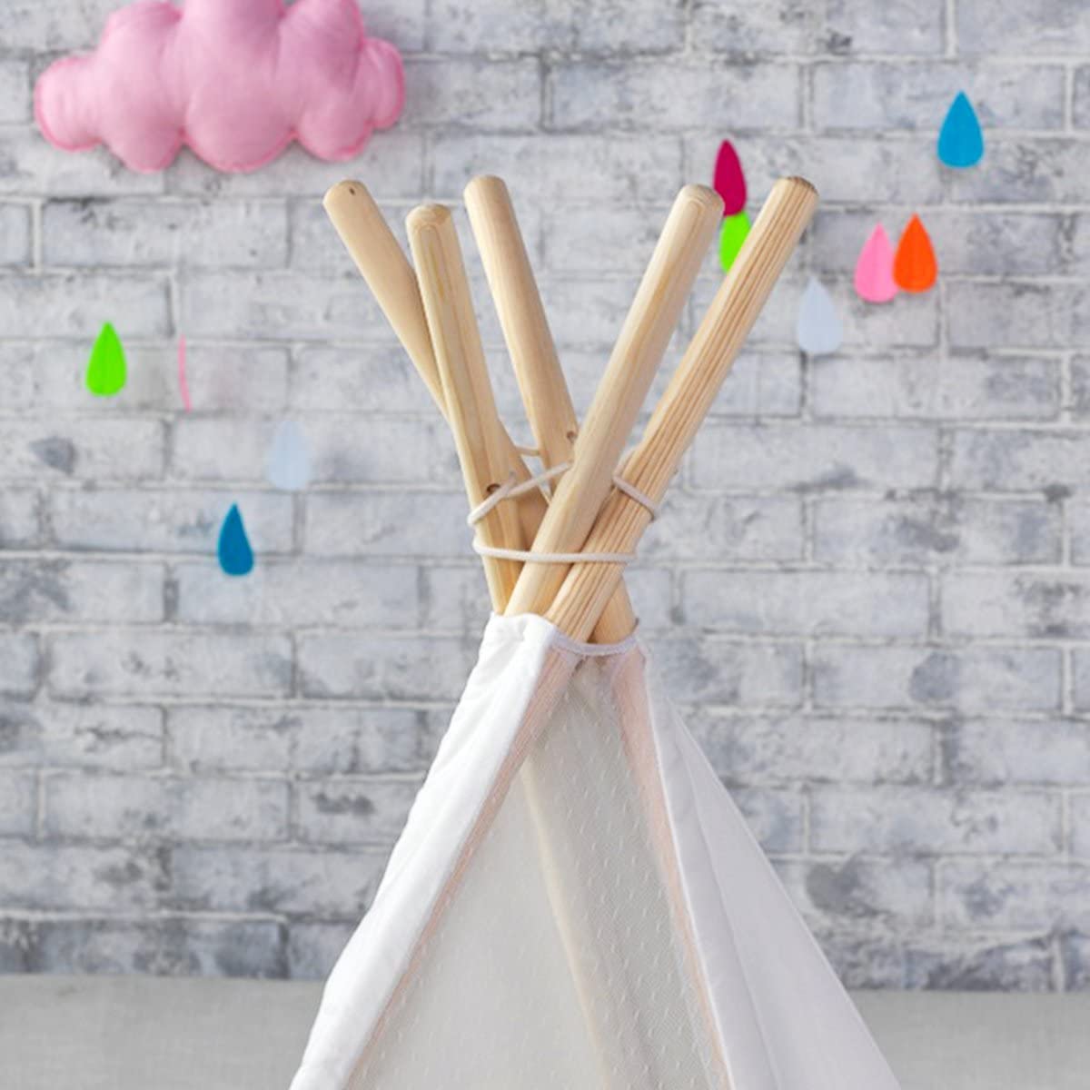 5 Poles Giant Kids Teepee Tent (Natural Canvas) - image3