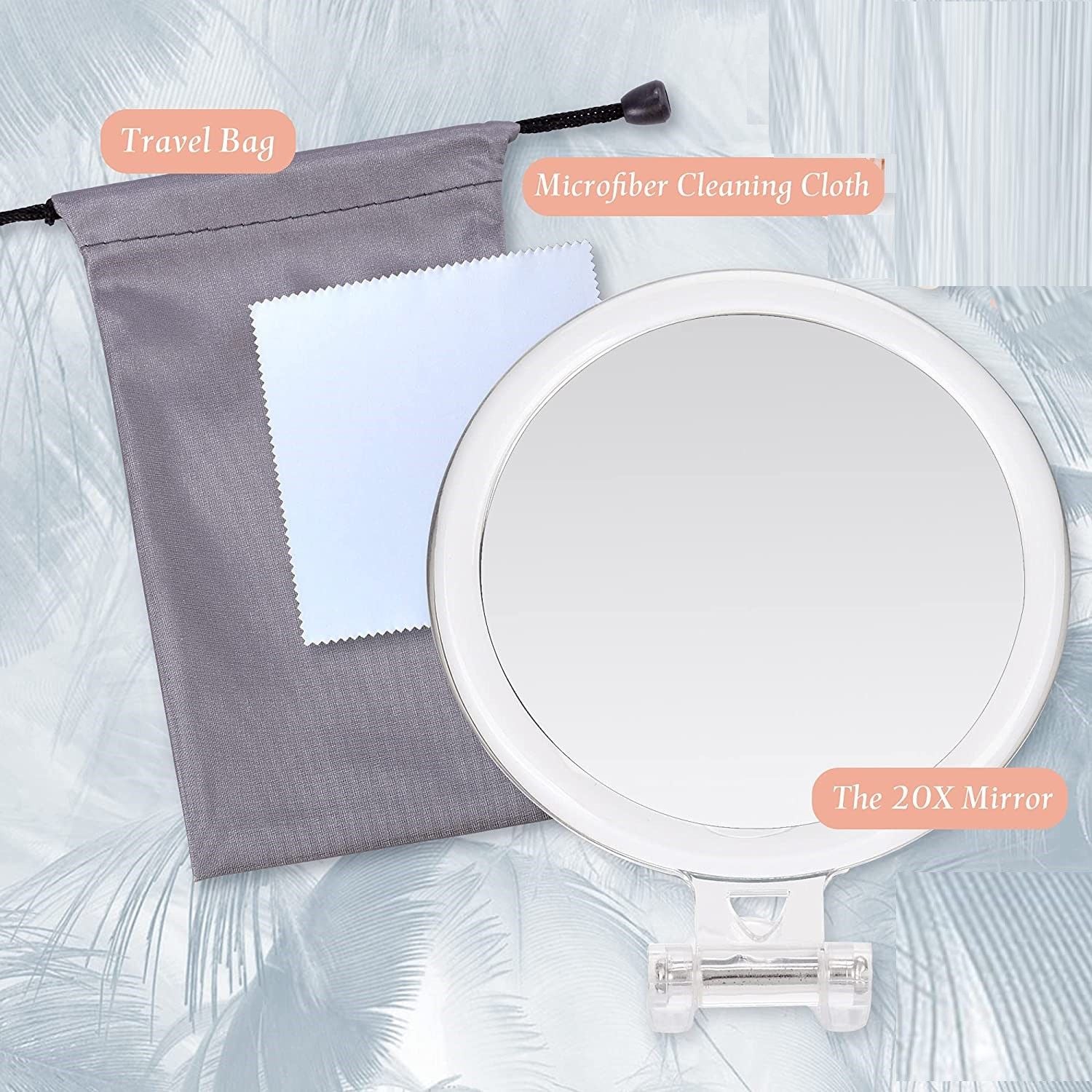 20X Magnifying Hand Mirror Two Sided Use for Makeup Application, Tweezing, and Blackhead/Blemish Removal (15 cm) - image2