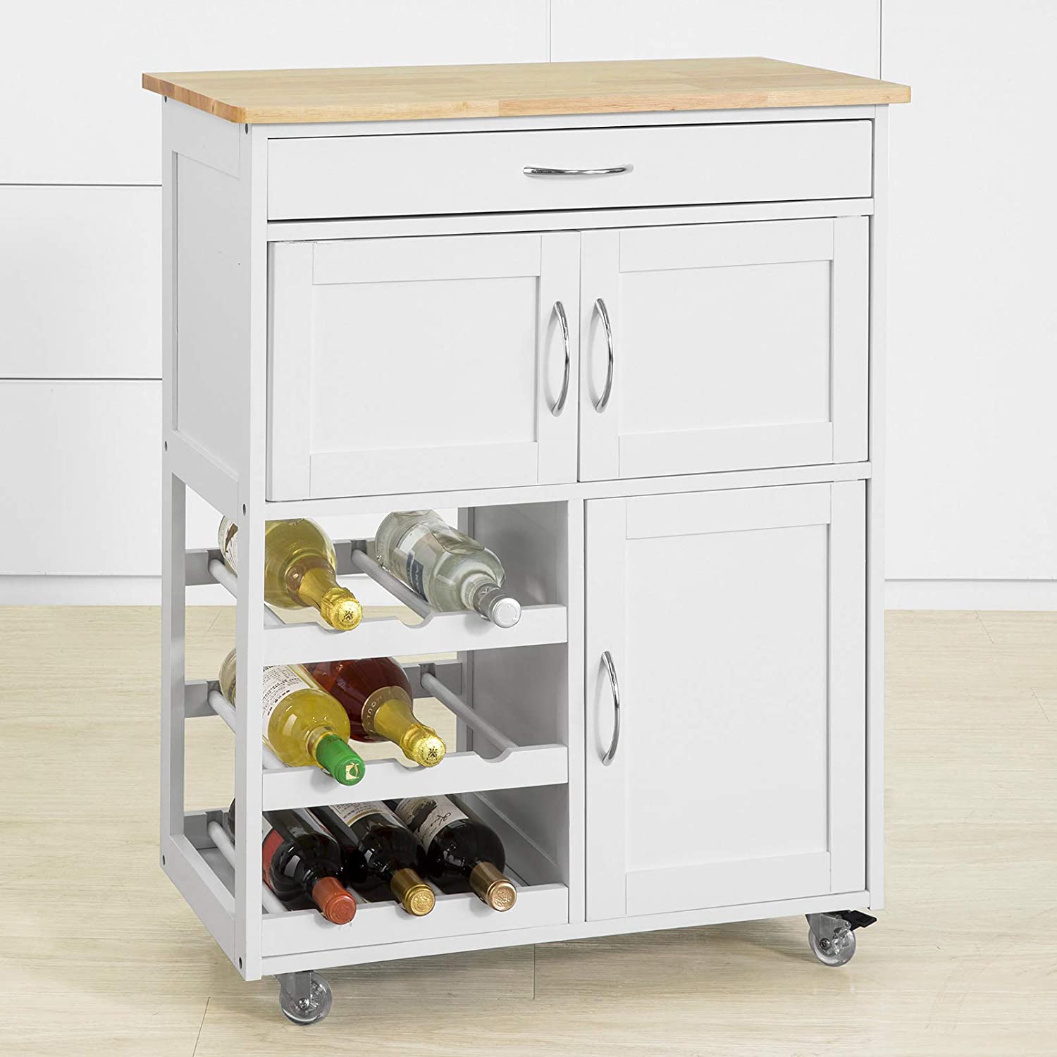 Kitchen Trolley with Wine Racks, Portable Workbench and Serving Cart for Bar or Dining - image2