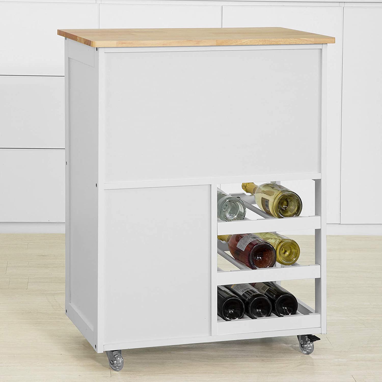 Kitchen Trolley with Wine Racks, Portable Workbench and Serving Cart for Bar or Dining - image5
