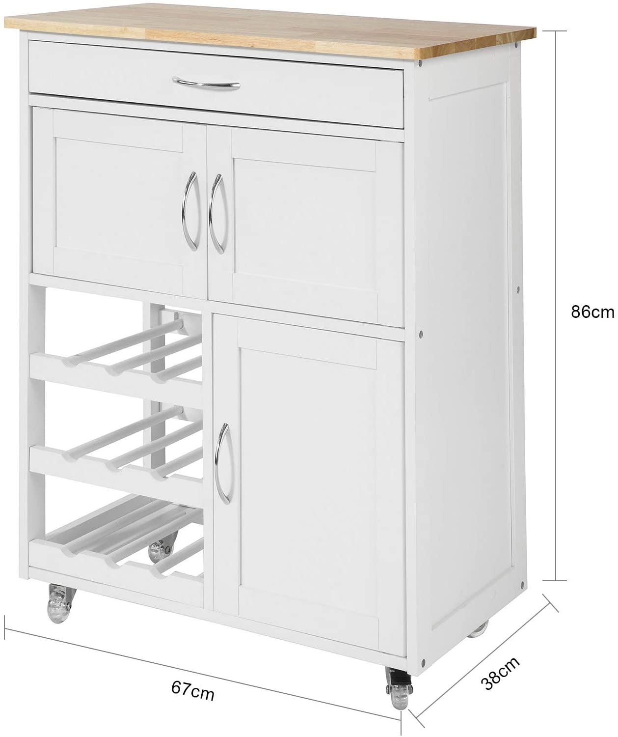 Kitchen Trolley with Wine Racks, Portable Workbench and Serving Cart for Bar or Dining - image6