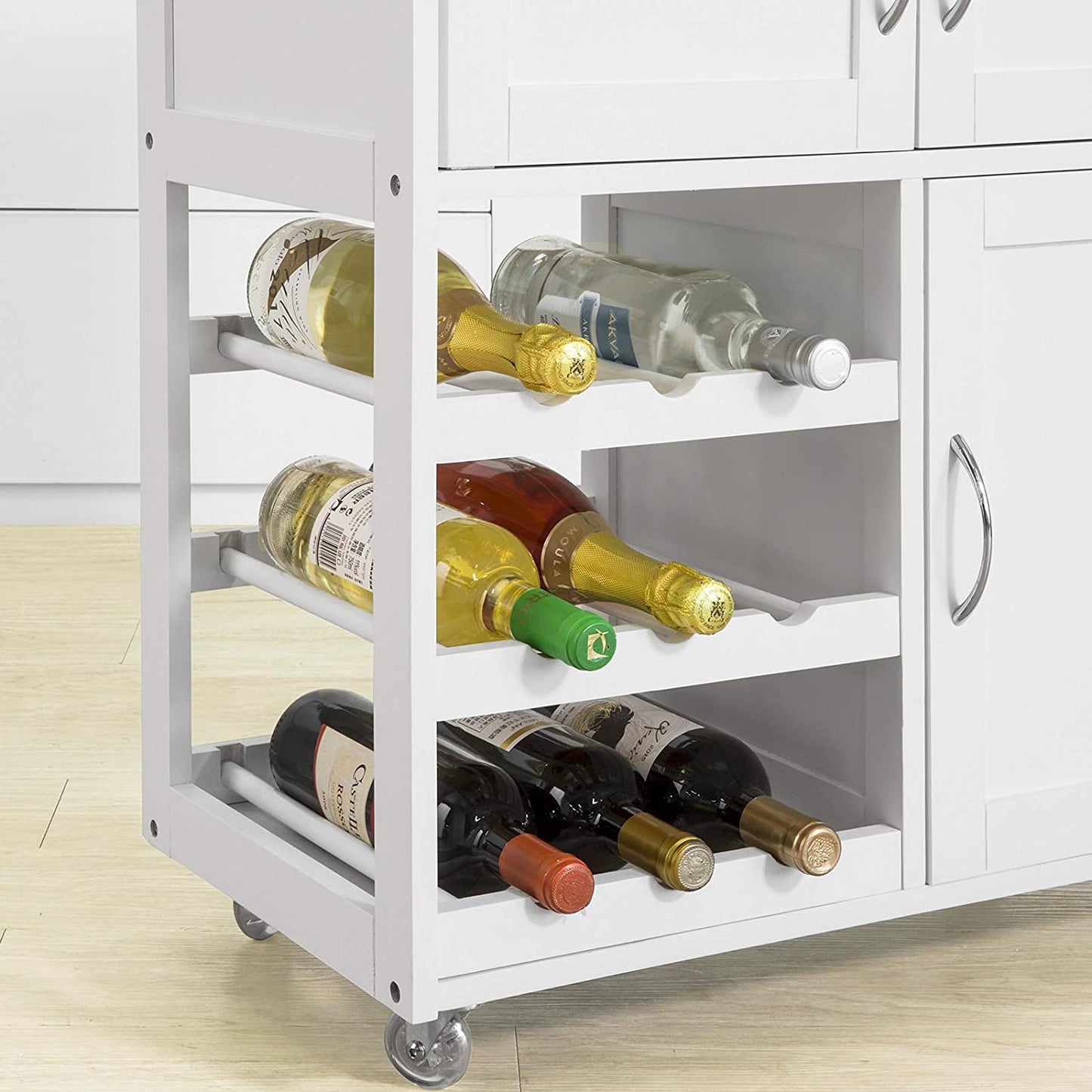 Kitchen Trolley with Wine Racks, Portable Workbench and Serving Cart for Bar or Dining - image9