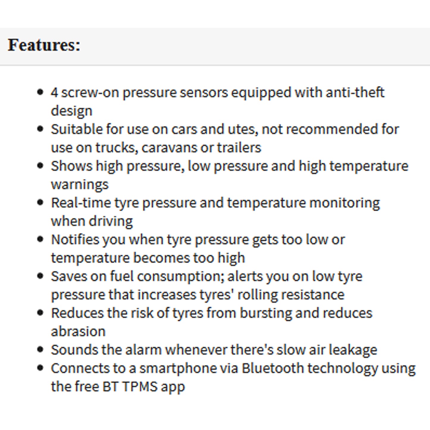 Gator DIY BT Wireless Car Tyre Pressure Monitor Monitoring System App Control TPM - image4