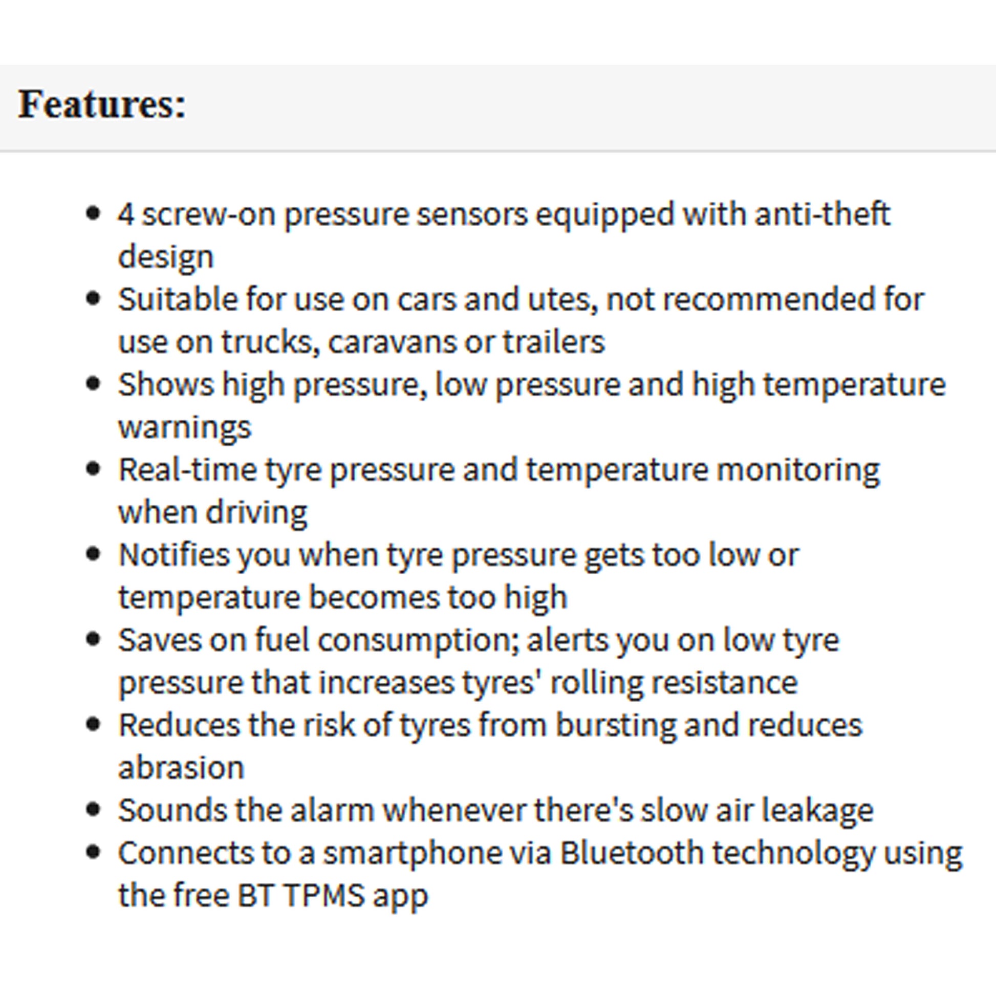 Gator DIY BT Wireless Car Tyre Pressure Monitor Monitoring System App Control TPM - image4