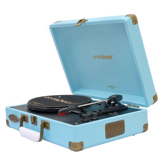mbeat Woodstock II Sky Blue Retro Bluetooth (TX/RX) Turntable - image1
