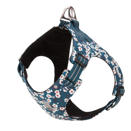 Floral Doggy Harness Saxony Blue S - image1