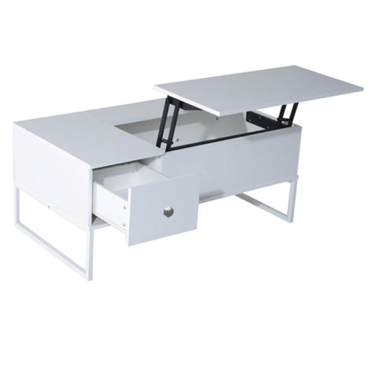 Lift Up White Coffee Table With Storage - image1
