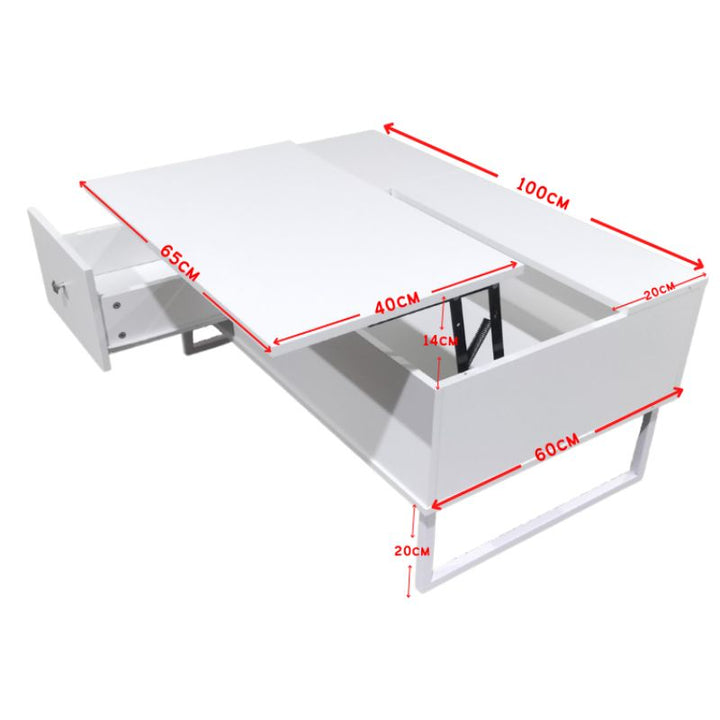 Lift Up White Coffee Table With Storage - image3