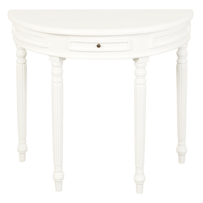 Turn Leg Half Round Sofa Table (White) - image1