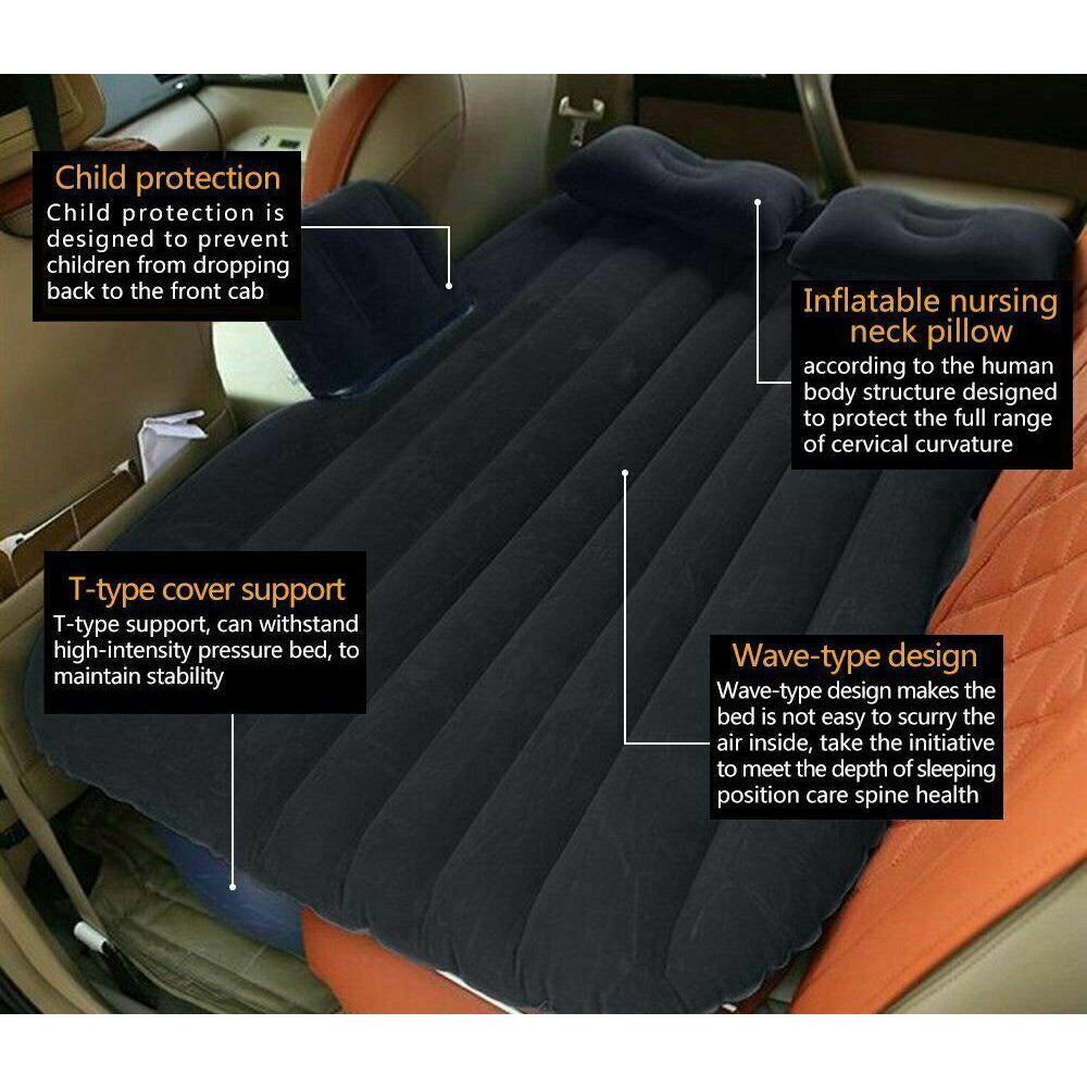 Inflatable Car Back Seat Mattress Portable Camping Travel Air Bed - image5