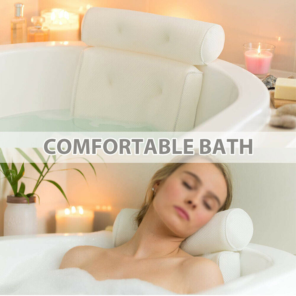 3D Spa Mesh Bath Pillow Neck Back Support Bathtub Tub Cushions - image4