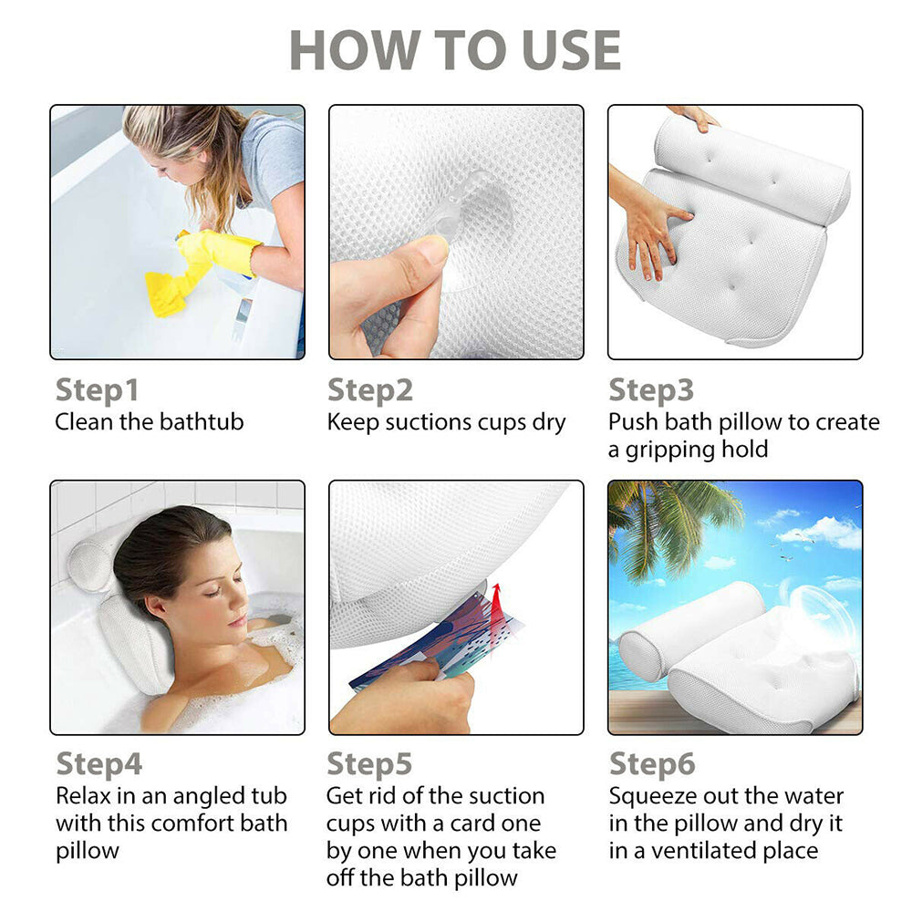 3D Spa Mesh Bath Pillow Neck Back Support Bathtub Tub Cushions - image9
