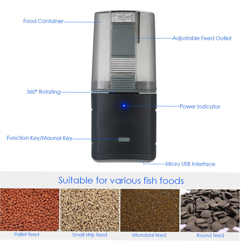 WiFi Automatic Fish Food Feeder Pet Feeding Aquarium Tank Pond Dispenser USB - image3