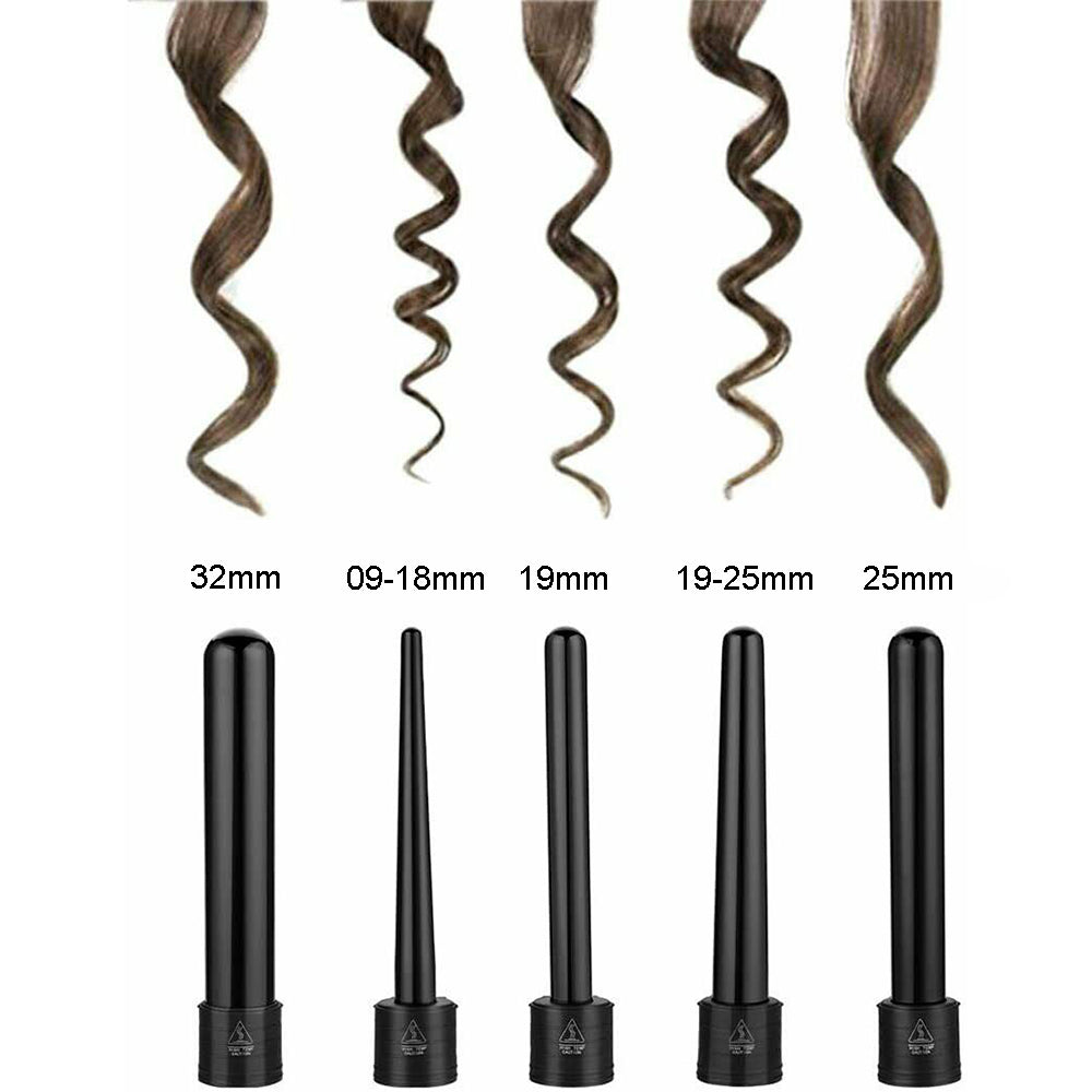 5 in 1 Hair Curler Wand Set Ceramic Styling Curling Iron Roller Barrel LED+Glove - image7