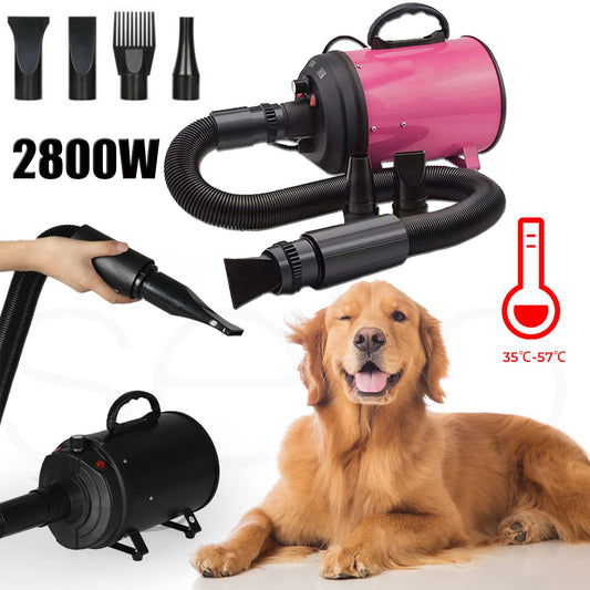 2800W Dog Dryer High Velocity Pet Dog Pet Blow Dryer Adjustable Speed 4 Nozzles - image1