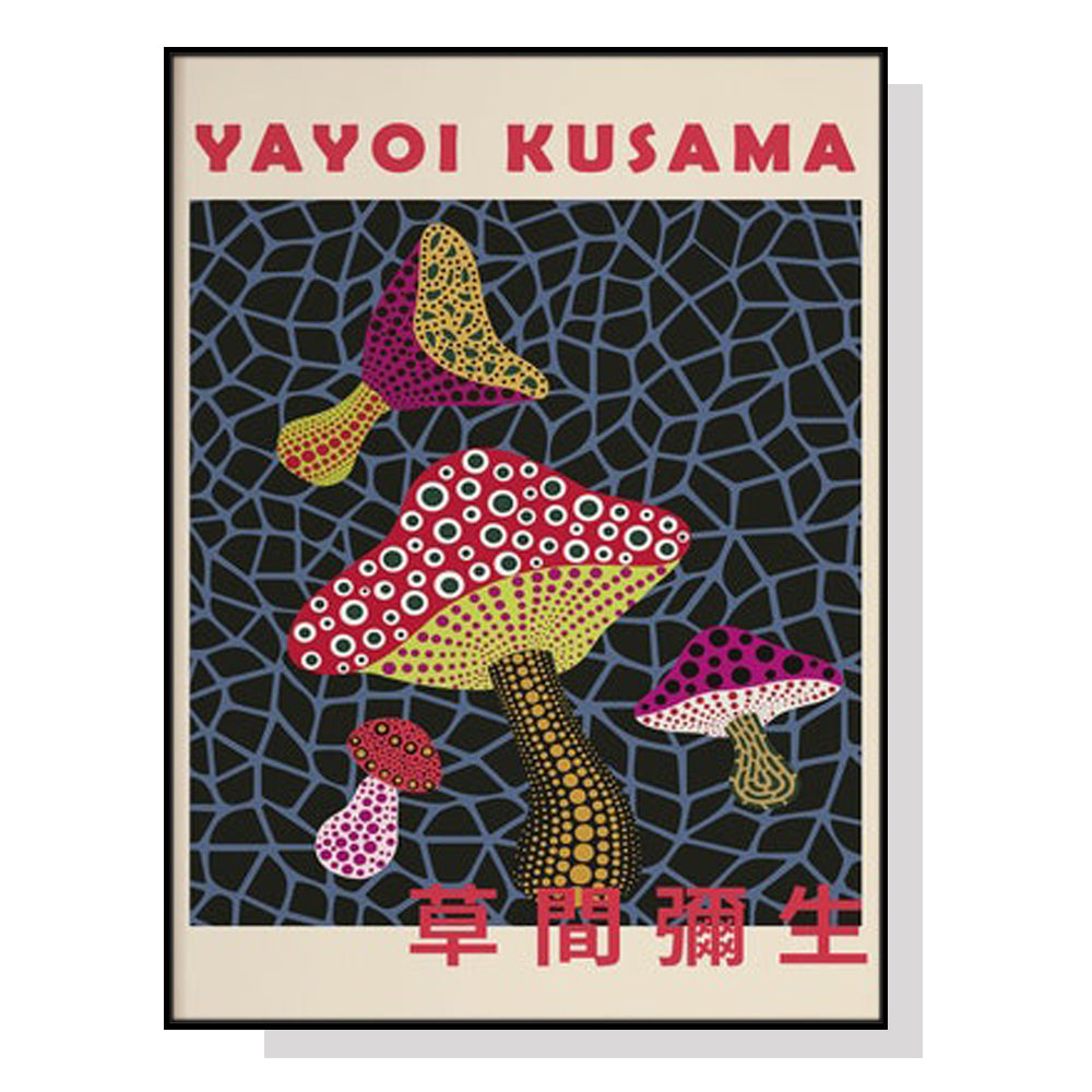 Mushroom By Yayoi Kusama Black Frame Canvas 60cmx90cm - image1