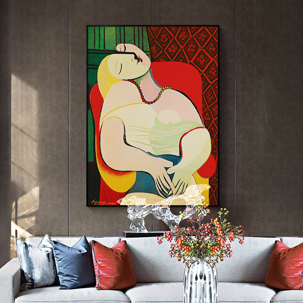 60cmx90cm The dream by Pablo Picasso Gold Frame Canvas Wall Art - image3