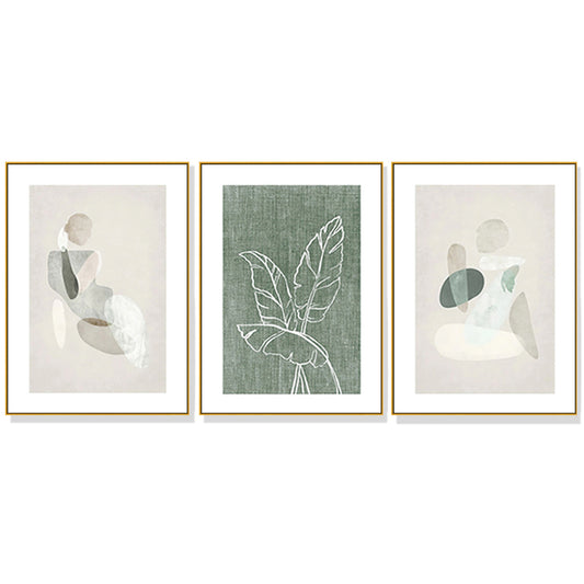 40cmx60cm Abstract body and leaves 3 Sets Gold Frame Canvas Wall Art - image1