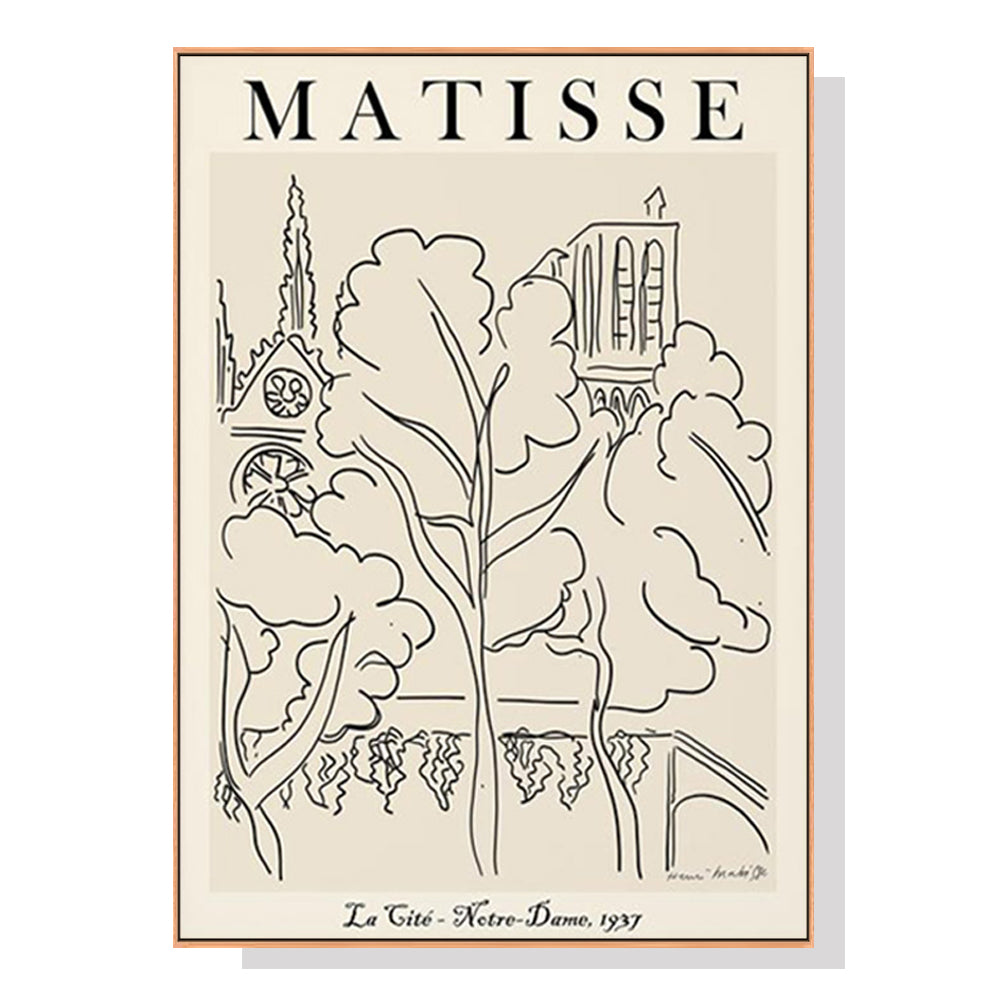 60cmx90cm Line Art By Henri Matisse Wood Frame Canvas Wall Art - image1